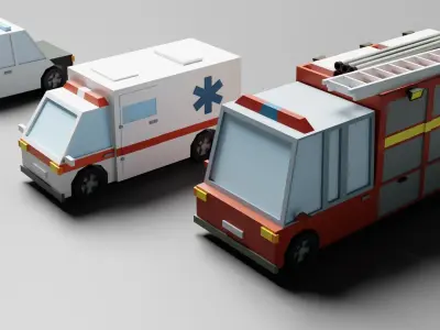 Low Poly Toon type Cars Pack Low-poly 3D model