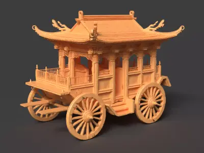 Chinese ancient  carriage   Low-poly 3D model by aceimagedesign-1