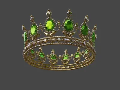 Princess Golden Crown High Poly 3D model