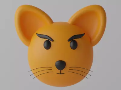 Cartoon Cute Fox Head 1 3D model