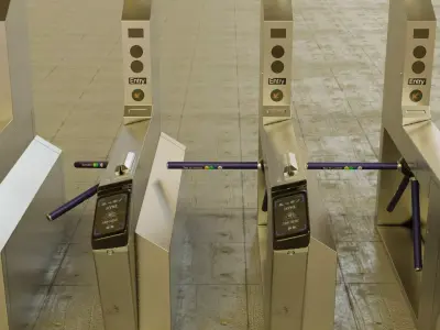 NYC Subway Ticket Checker Gate Low-poly 3D model