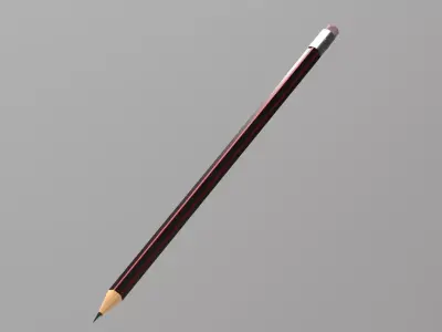 Simple Pencil with Rubber 3D model