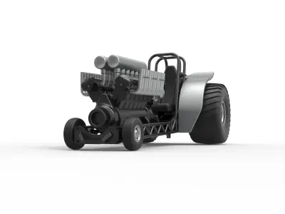 Mini Rod pulling tractor with V12 engine Scale 1 to 25 3D print model