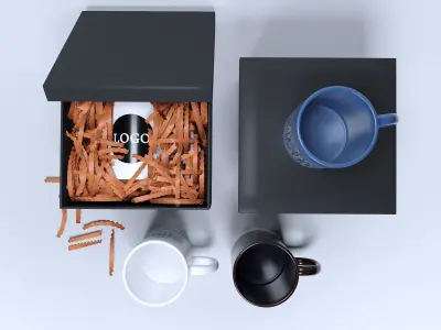 Cup in crepe clipping paper in box 3D model