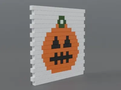 Low Poly Cartoon Pumpkin Brick Wall Low-poly 3D model