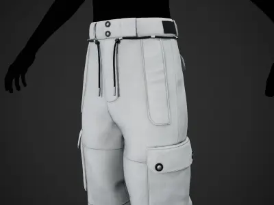 White Snowboard Pants Style 2  Low-poly 3D model