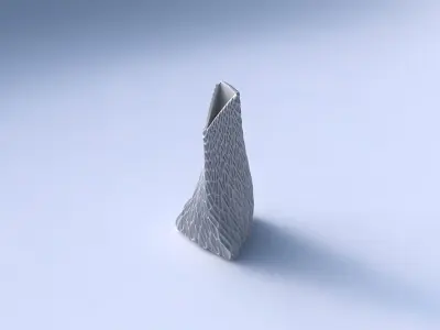 Vase twist grounded tipping triangle with wavy grid piramides 3D print model