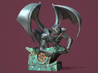Fantasy gargoyle statue Low-poly 3D model