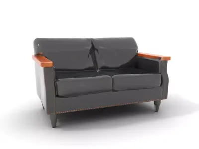 Elegant Black Leather Sofa model pack Low-poly 3D model
