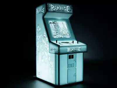 Rampage World Tour Arcade Cabinet with Lithophane 3D print model