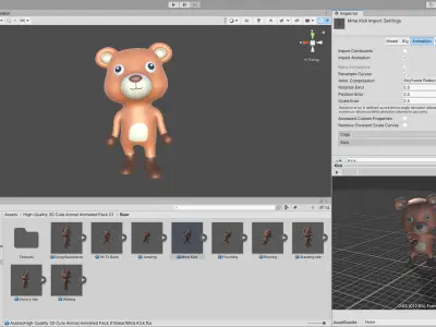High-Quality 3D Cute Bear Animated for Games Low-poly 3D model