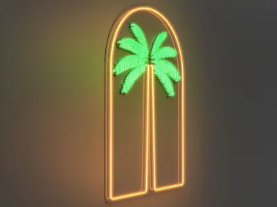 Palm Tree - Neon Sign 3D model