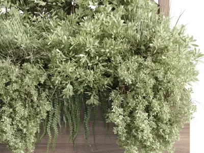 Vertical garden box wooden outdoor green garden plants 90 3D model
