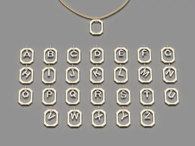 Alphabet letters pendant  silver gold jewelry printable 3D model 3D print model