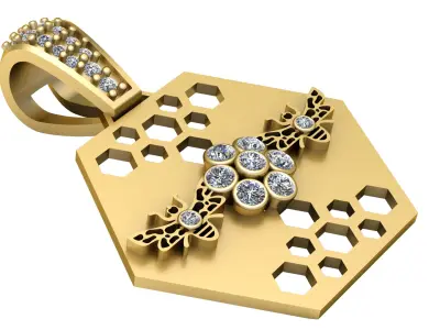 HONEY BEE DESIGN PENDANT 3D PRINTABLE MODEL 3D print model