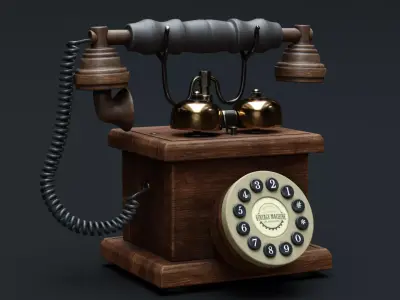 Vintage Wooden Telephone 3D model