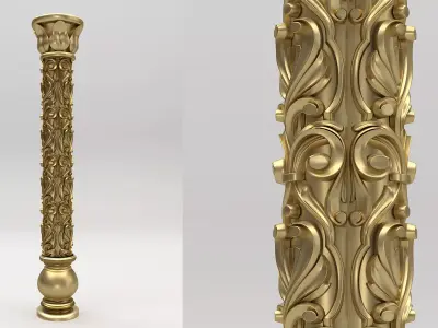 Carved Column 3D model buy