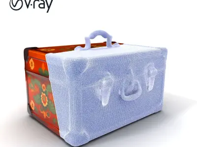 Vintage Floral Wooden Suitcase Model Pack Low-poly 3D model