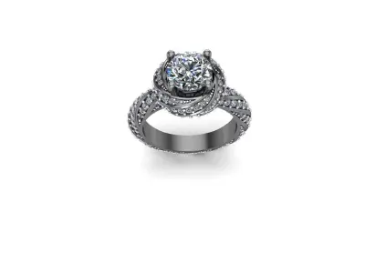 Solitaire diamond ring 3D print model