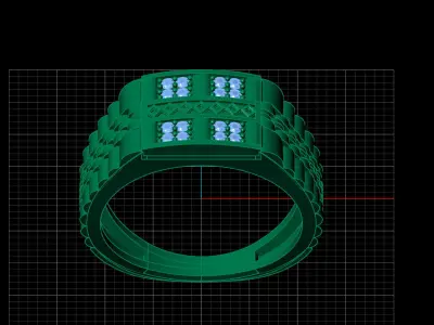 Print Ready STL 3DM  Gents Rings Diamond Men Ring  3D print model 98
