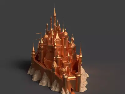 Golden castle  Low-poly 3D model