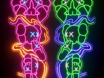 Kaws Neon Sign 3D model