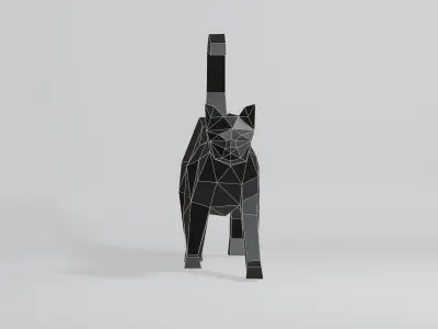 Polygonal walking cat Low-poly 3D model