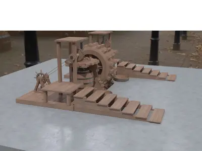 Medieval Wine Presser Conspt 3D Model  Low-poly 3D model