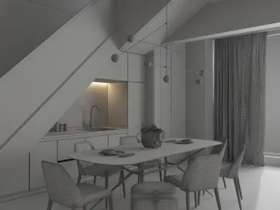 Modern Style Living Room -0218 3D model