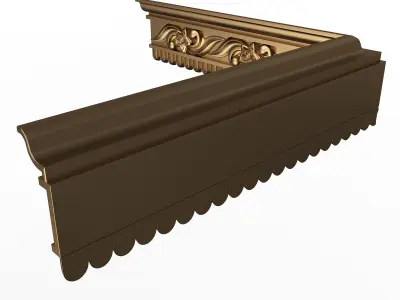 Cornice Decoration Molding 051 90 Degree Low-poly 3D model