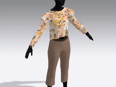 Woman Cloth Dress Low-poly 3D model 7