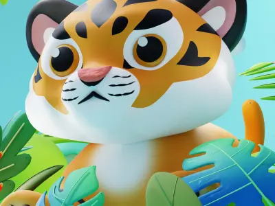 Cute Small Tiger 3D model