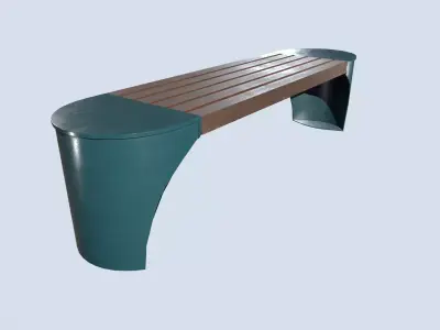 Street bench low poly pbr game ready Free low-poly 3D model