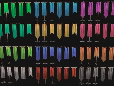 Medieval Flag Low-poly 3D model