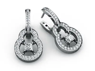 earring pair of gold earrings with diamonds Free 3D print model
