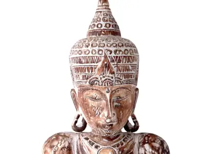 Large Carved White Buddha Head 3D model
