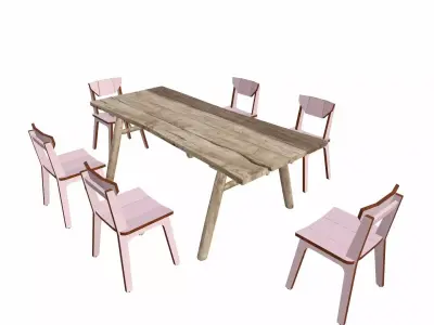 Dining Set Low-poly 3D model