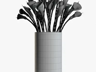 Flower Collection 4 calla lilies in vase 3D model