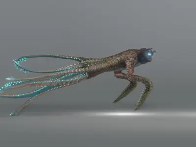 Squidking Monster - rigged Low-poly 3D model