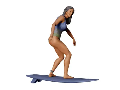 N2 Surfer with SurfBoard is surfing 3D print model