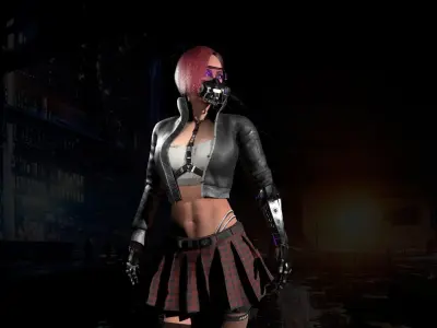 Sci-Fi Girl Low-poly 3D model