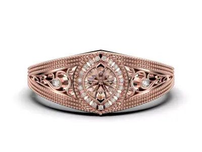 NazrulRing01 victorian filigree engagement ring in rose gold 3D print model