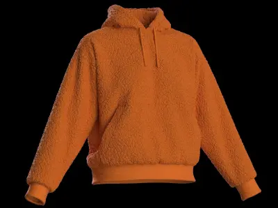 Female plush hoodie 3D model