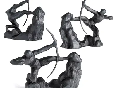 Hercules Archer sculpture Low-poly 3D model