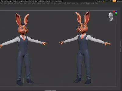 Rabbit Boss Basemesh - Character Design in ZBrush 3D model