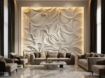 modern panel wall decor set relief stl mural CNC 258 3D model