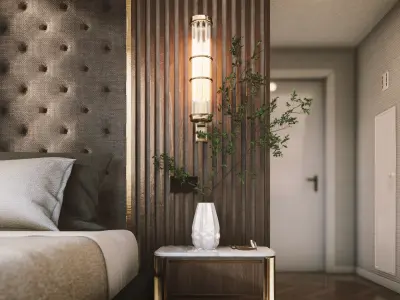 Modern Hill House Interior Scene - Master Bed Room 3D model