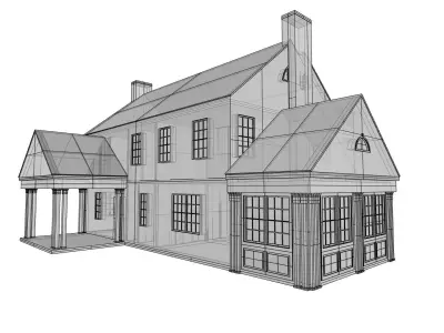Vintage 1930s House Low-poly 3D model