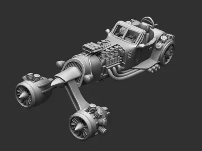 Futuristic car in retro style 3D print model