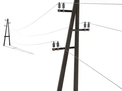 Electricity Pole 23 Low-poly 3D model